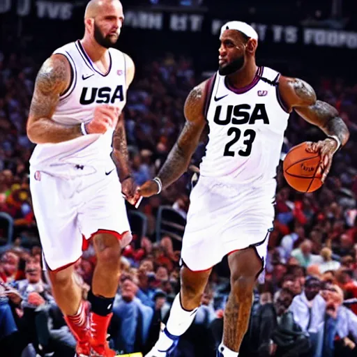 Prompt: Winning ESPN sports photo of year - Lebron James dribbling ball off foot MARK J REBILAS/USA TODAY SPORTS