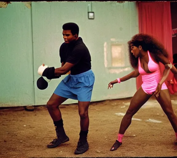 Image similar to muhammed ali and Serena Williams tripping on Peyote photograph by Dorothy Lange