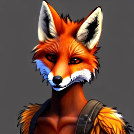 Image similar to a humanoid anthro furry fox character, digital art, highly detailed, trending on FurAffinity
