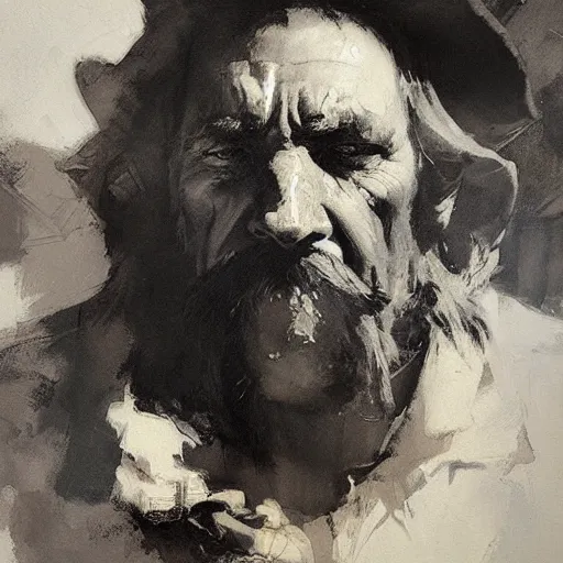 Prompt: portrait of an emotional yosemite sam, by jeremy mann, anders zorn.