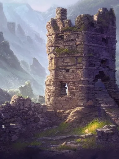 Prompt: ruins of a crumbling tower. elegant, highly detailed, digital painting, artstation, concept art, sharp focus, illustration, by justin gerard and artgerm, 8 k