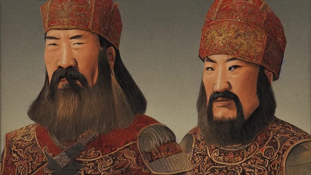 Image similar to portrait of Genghis Khan, realistic