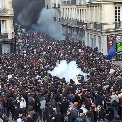 Image similar to violent riot in Paris