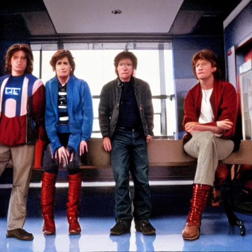 Prompt: still movie frame of the breakfast club but with the avengers. highly detailed. studio lighting.