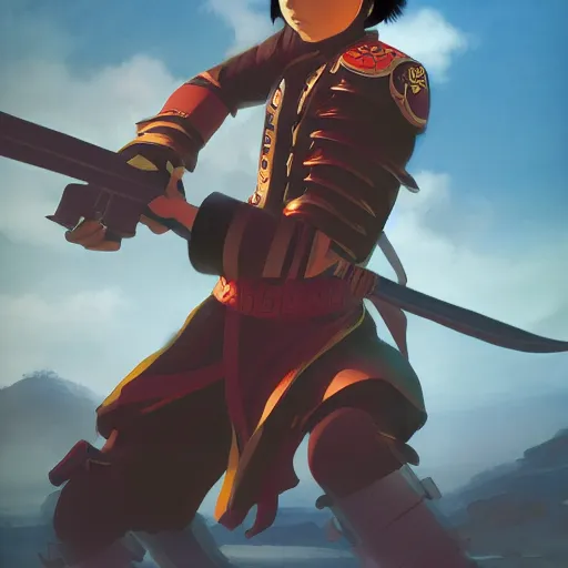 Prompt: chinese warrior by ilya kuvshinov, in the style of ilya kuvshinov and hisashi eguchi and ross tran, high quality