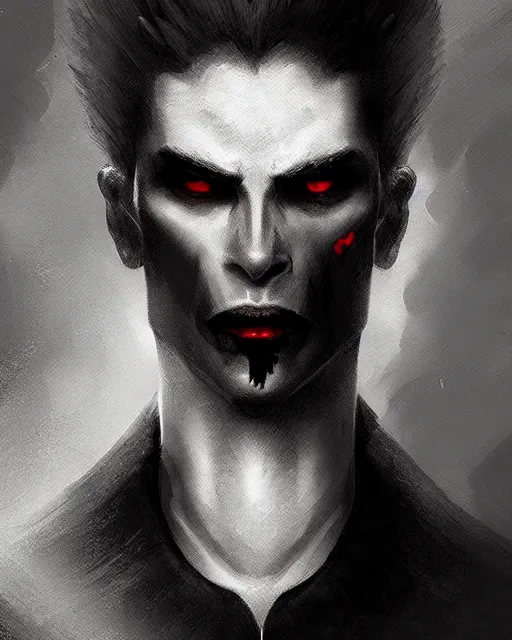 Image similar to a portrait of a vampire lord, grim - lighting, high - contrast, intricate, elegant, highly detailed, digital painting, artstation, concept art, smooth, sharp focus, illustration