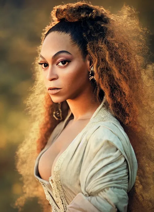 Image similar to photographic portrait of a stunningly beautiful renaissance beyonce with soft makeup in soft dreamy light at sunset, contemporary fashion shoot, by edward robert hughes, annie leibovitz and steve mccurry, david lazar, jimmy nelsson, breathtaking, 8 k resolution, extremely detailed, beautiful, establishing shot, artistic, hyperrealistic, beautiful face, octane render