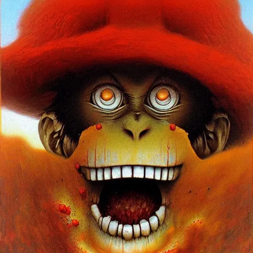 Prompt: Monkey D. Luffy made by Zdzislaw Beksinski