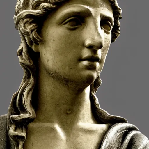 Image similar to AOC in the style of a greek statue