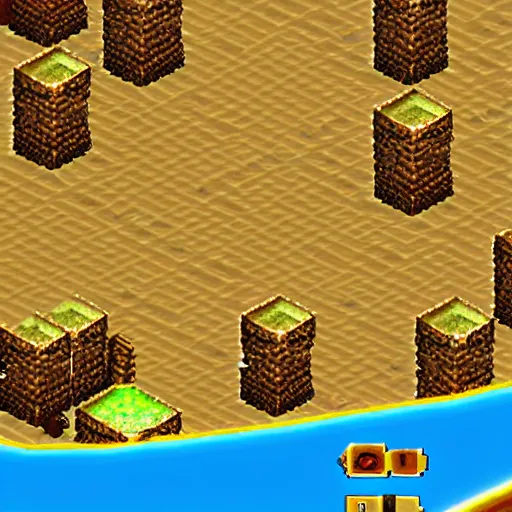 Prompt: isometric JRPG desert, gameplay screenshot on Nintendo DS