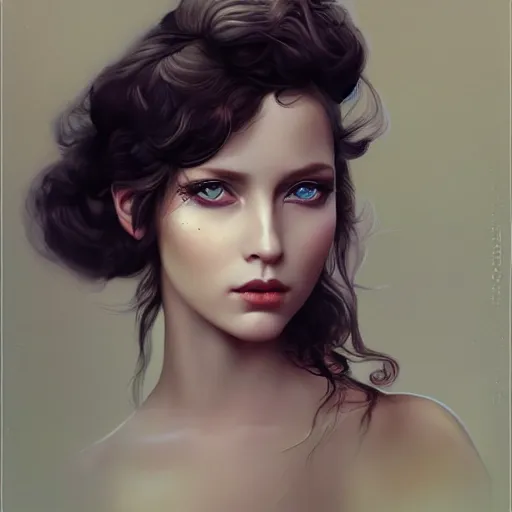 Image similar to tom bagshaw portrait, very beautiful dollpunk in a full dress, professionally retouched, perfect blue eyes, ultra realistic soft painting, floating long hair, soft facial traits, perfectly detailed linework, symmetrical accurate intricate features, highly detailed, artstation, sharp focus