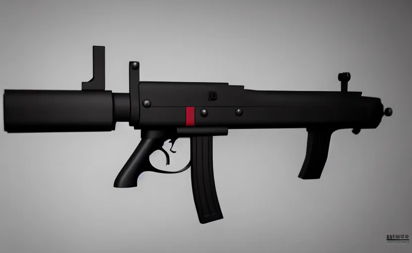 Image similar to modern submachine gun, design concept art, minimalist, studio lighting, 3d render, octane render