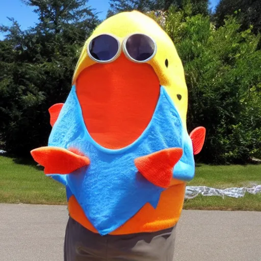 Prompt: a person in a fish costume, craigslist photo