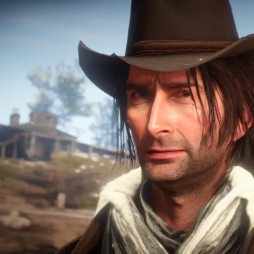 Image similar to Film still of David Tennant, from Red Dead Redemption 2 (2018 video game)