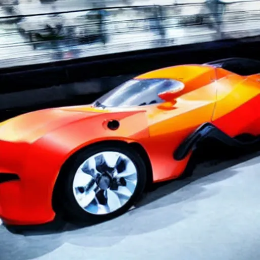 Prompt: a sports car made out of glowing lava