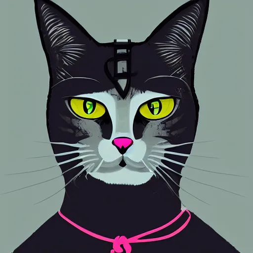 Prompt: a cat as a ninja, digital art, portrait,