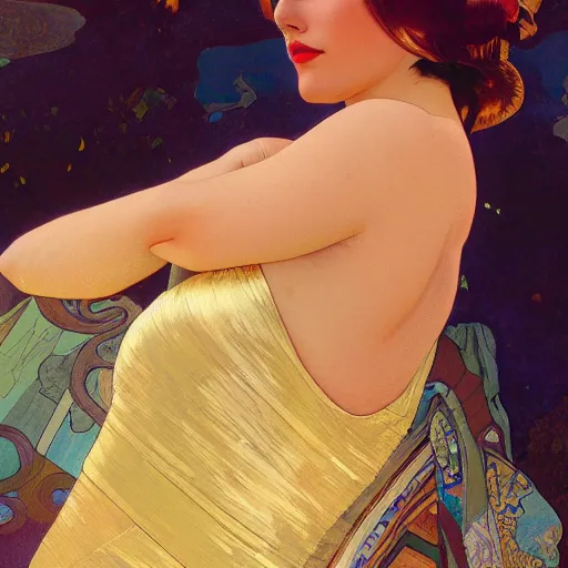 Image similar to modern woman | hyperrealistic | action pose | digital painting | trending on artstation | pinup portrait | clean | illustration | dressed | Unreal Engine 5 | 8k resolution | by Greg Rutkowski Alphonse Mucha Gustav Klimt and Mel Ramos