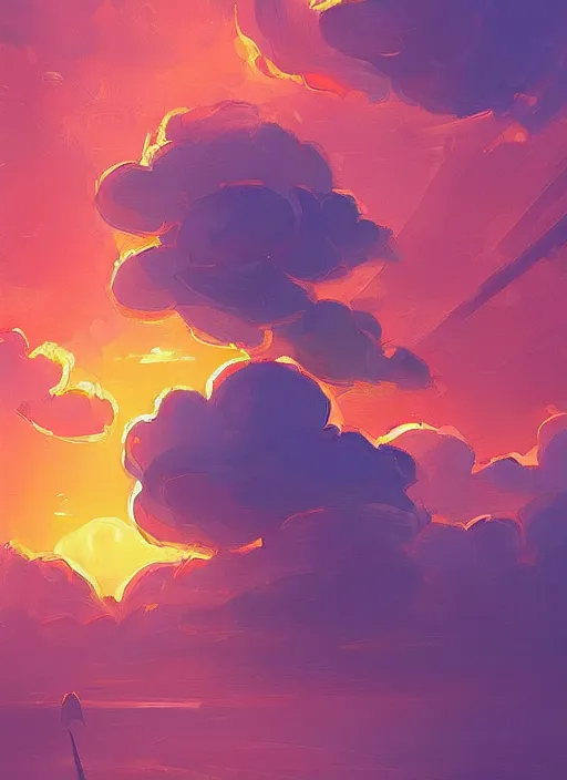 Image similar to Clouds in the shape of a peach, giant insects, digital painting by Alena Aenami, Alena Aenami, Alena Aenami, Alena Aenami, serene, artstation, concept art, 8k