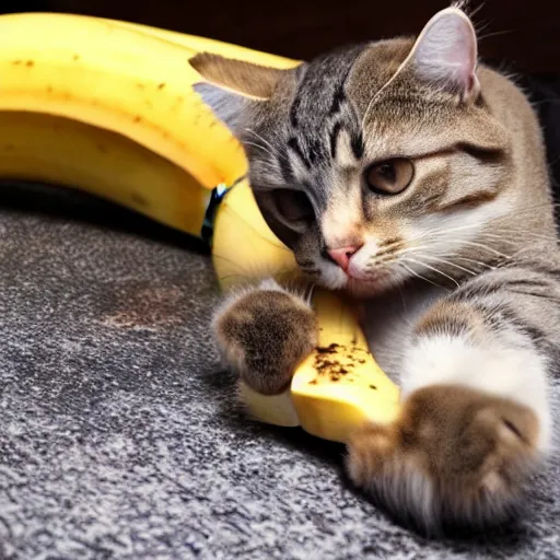 Image similar to cat eating banana