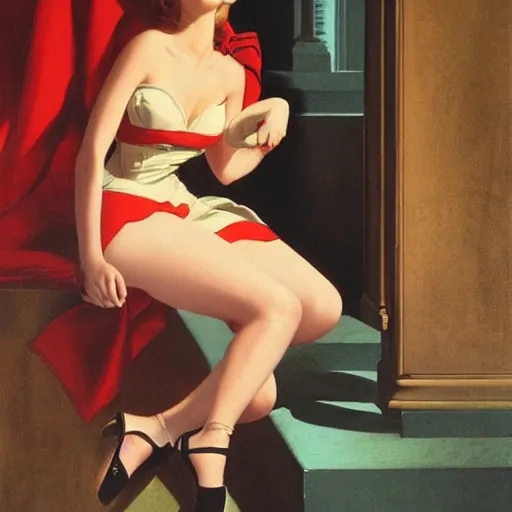 Image similar to woman, city, by gil elvgren, olivia berardinis