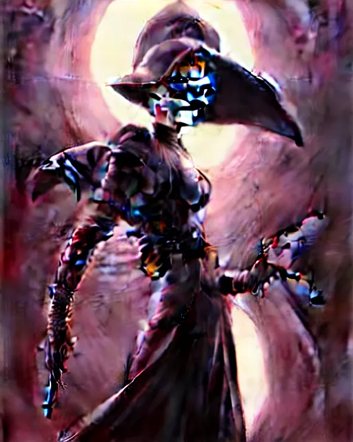 Image similar to beautiful fantasy character portrait, natalie portman, wearing oversized black trench coat, ultra realistic, wide angle, dramatic lighting, vultures, very seductive pose, cyberpunk artifacts, highly detailed by peter mohrbacher, hajime sorayama, wayne barlowe, boris vallejo, aaron horkey, gaston bussiere, craig mullins