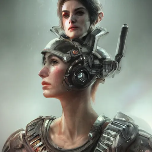 Image similar to winona ryder portrait, dystopia core, apocalyptic, armor, warrior, dramatic, sharp focus, fiction, neon, fantasy, hyper detailed, digital art, trending in artstation, cinematic lighting, studio quality, smooth render, unreal engine 5 rendered, octane rendered, art style and nixeu and wlop and krenz cushart