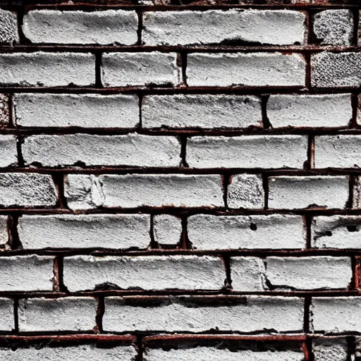 Image similar to albedo texture of brick wall, flat lighting, top - down photograph, large bricks, white mortar