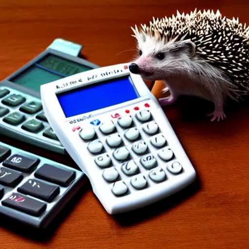 Image similar to a hedgehog using a calculator