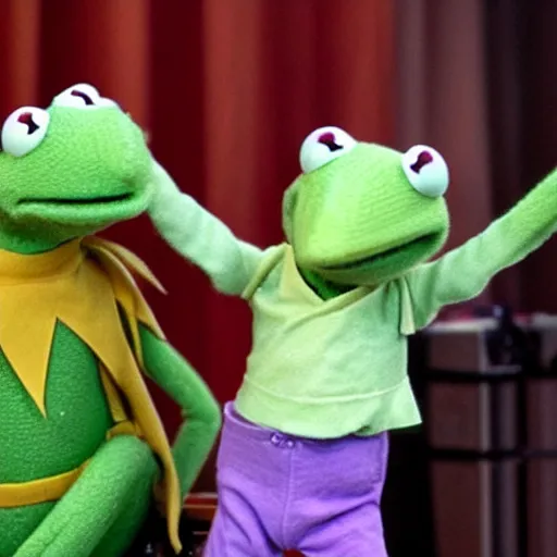 Prompt: Kermit the Frog as Kurt Cobain