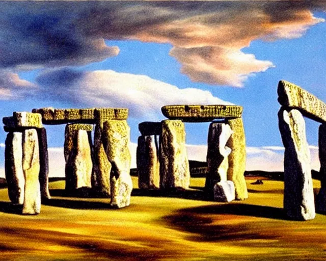 Image similar to painting of Stonehenge by Salvador Dali