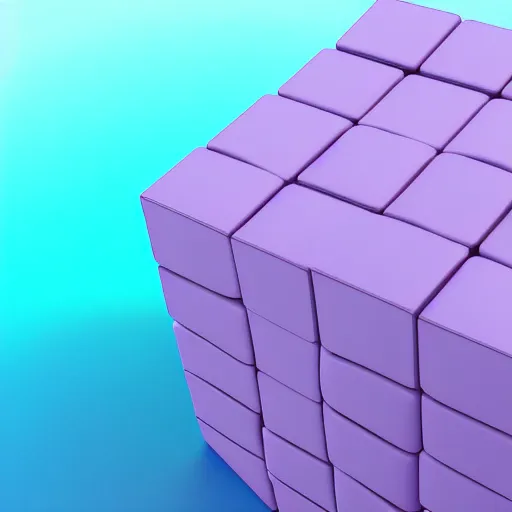 Image similar to 3 d cube render in a vast purple ocean