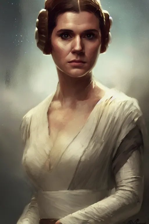 Image similar to candid portrait of henry cavill as princess leia by greg rutkowski