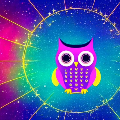 Image similar to cosmic owl logo, vector illustration, gradient, aesthetic, silky texture, hd, minimalistic