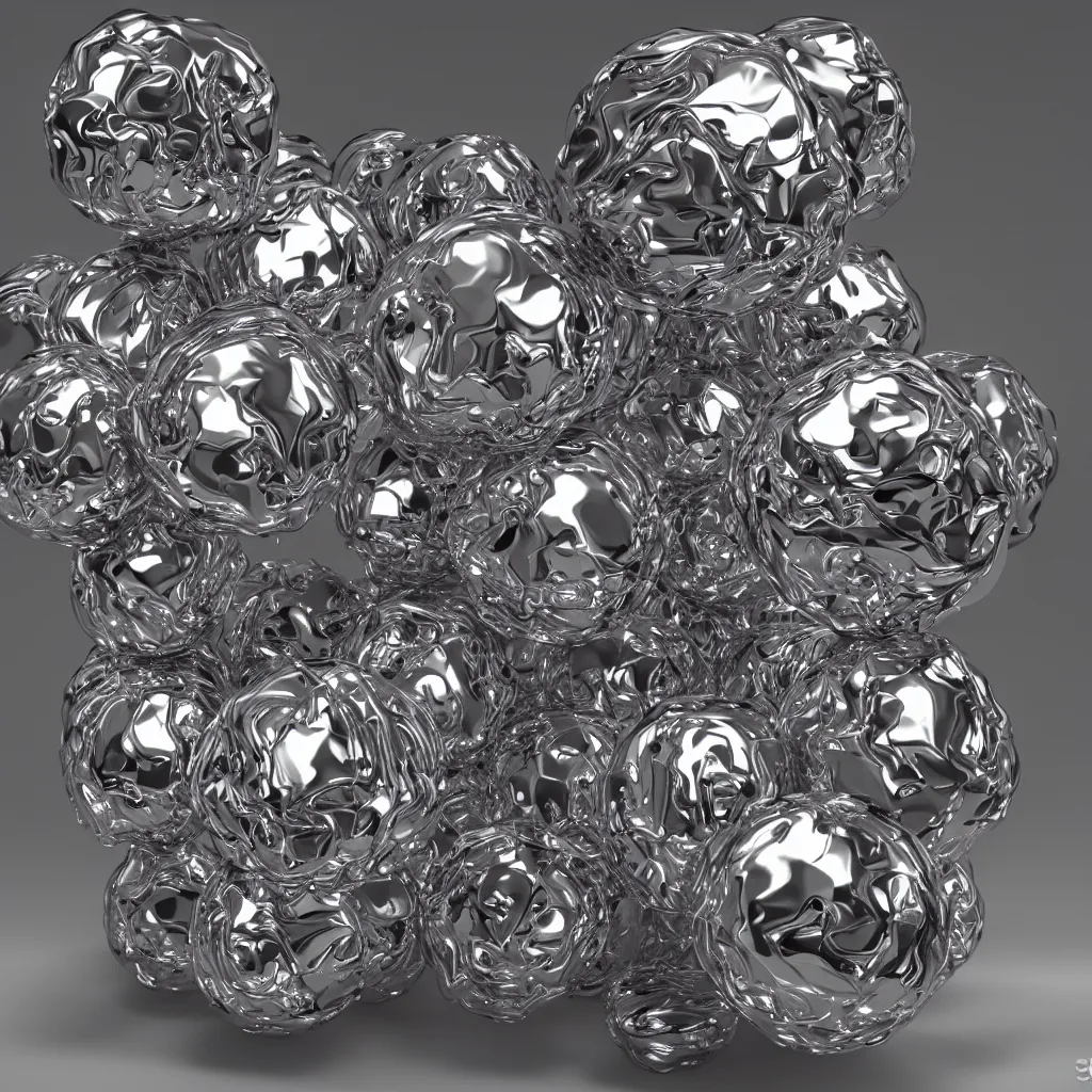 Image similar to chrome spheres on chromatic cube by ayami kojima and John Jude Palencar, glossy finish, CG society