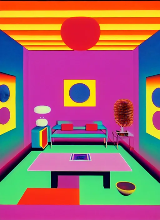 Prompt: living room by shusei nagaoka, kaws, david rudnick, airbrush on canvas, pastell colours, cell shaded, 8 k