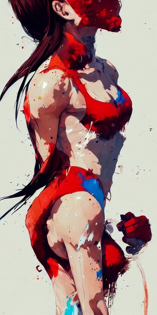 Image similar to a ultradetailed beautiful painting of a stylish boxer girl, by conrad roset, greg rutkowski and makoto shinkai trending on artstation