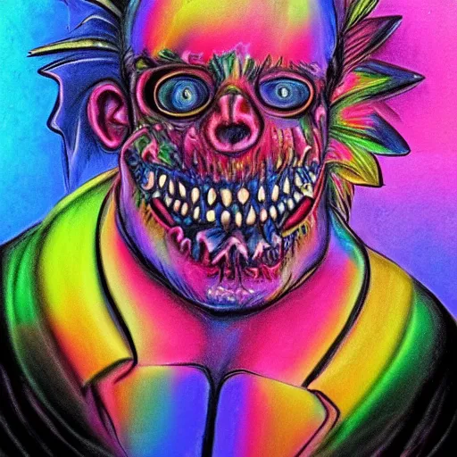 Image similar to pastel psychedelic monster hyperrealism