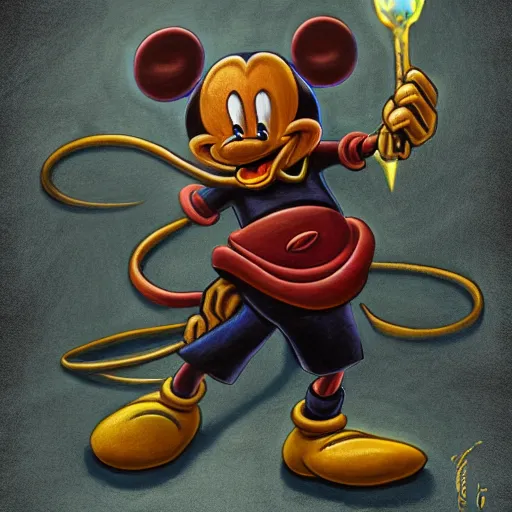 Image similar to Mickey mouse as a dark souls boss by Geoffrey Gersten