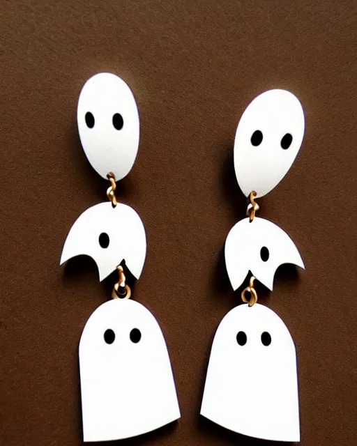 Image similar to cute funny ghost, 2 d lasercut earrings, retro minimalistic clean, concept art, trending on artstation, trending on deviantart