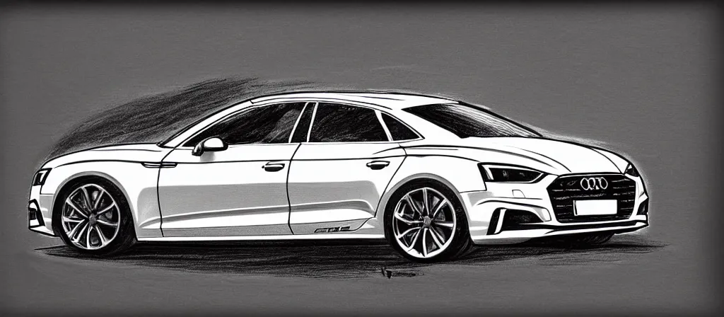 Image similar to a hand - drawn sketch of an audi s 5 sportback.