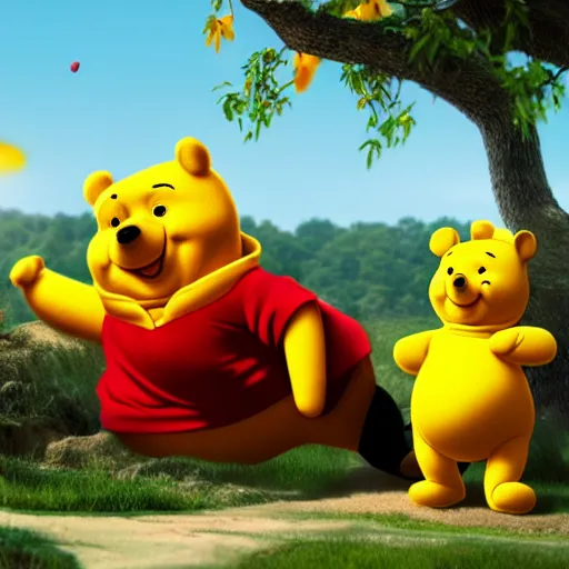 Prompt: Xi Jinping and Winnie the Pooh hybrid, hyper realistic, photo, octane render, 8K, cinematic