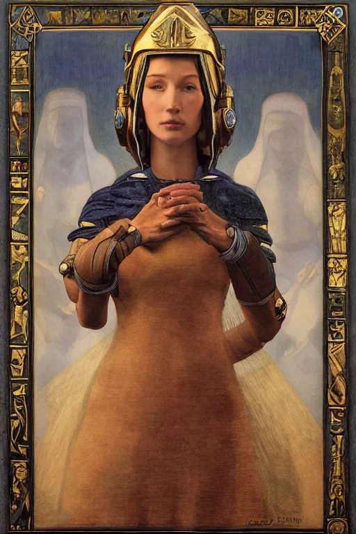 Prompt: portrait of the space queen with her helmet and regalia, by Annie Swynnerton and Nicholas Roerich and John Bauer and John William Godward and Donato Giancola and Vermeer, black leather and embroidered velvet, iridescent beetles, rich color, lost runes, ancient civilizations, dramatic cinematic lighting, featured on Artstation, extremely detailed