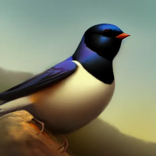 Image similar to closeup of a spanish swallow bird in avila, golondrina, green fields, dawn, summer season, 4 k, midday light, concept art, by wlop, ilya kuvshinov, artgerm, krenz cushart, greg rutkowski, pixiv. cinematic dramatic atmosphere, sharp focus, volumetric lighting, cinematic lighting, studio quality