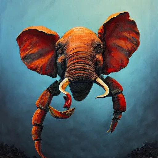 Image similar to elephant - crab creature, oil painting, deviantart