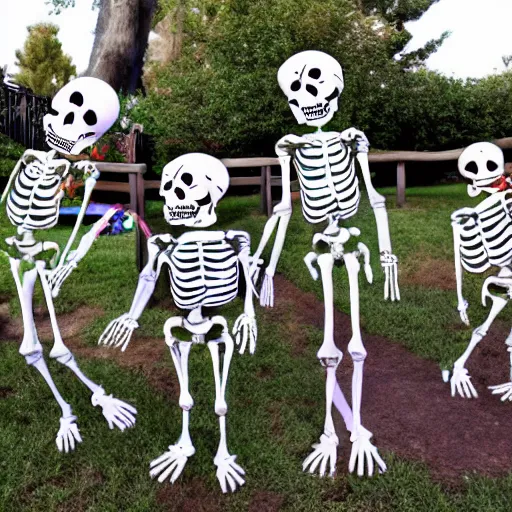 Prompt: skeletons disney style dancing in graveyard party happy