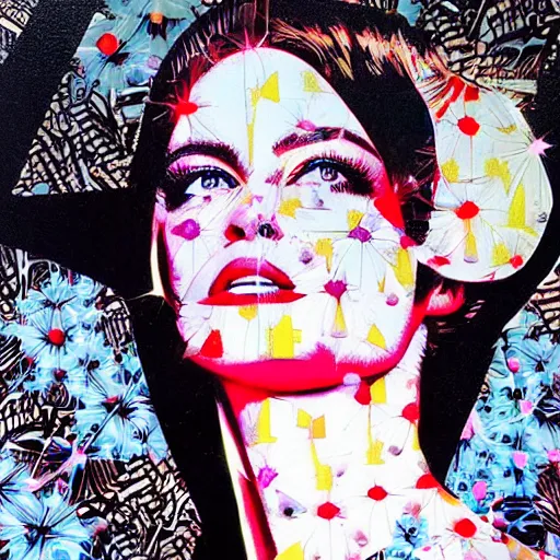 Prompt: beautiful woman being blinded by lights, 1 9 8 0's disco by sandra chevrier