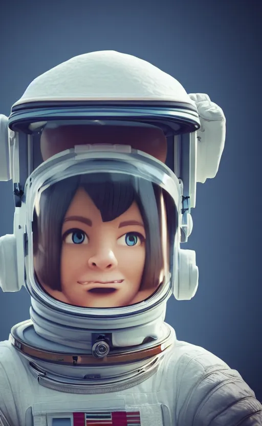 Image similar to astronaut, flawless symmetrical pretty cute face, clash of clans, 8 k, shallow depth of field, intricate detail, 3 d render,