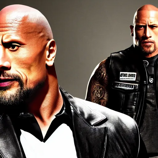 Image similar to dwayne johnson in sons of anarchy 4 k detailed