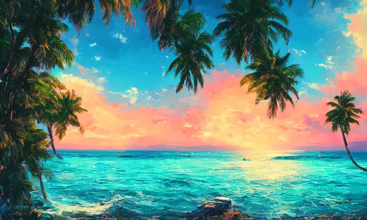 Image similar to paradise beach by alena aenami artworks in 4 k