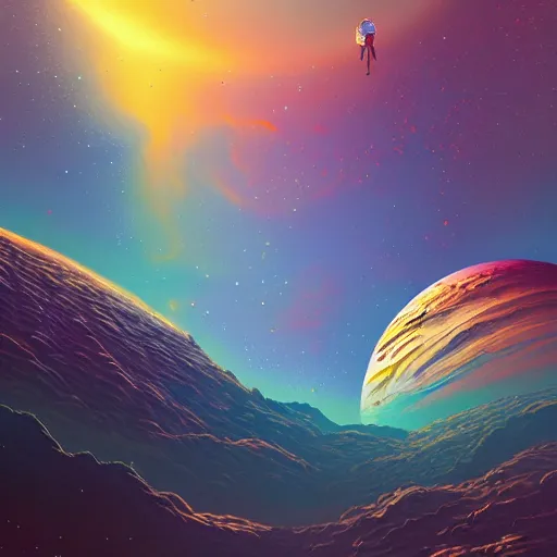 Prompt: space landscape, illustration painting, oil on canvas, intricate, portrait, detailed illustration, hd, digital art, overdetailed art, concept art, complementing colors, detailed, illustration painting by alex gray, digital art, overdetailed art, concept art, complementing colors rendered by beeple, syd meade, cgsociety, rendered in unreal engine